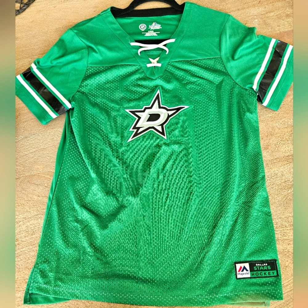 NHL Dallas Stars 💚 V Neck Fashion Jersey, Size:L, Green
